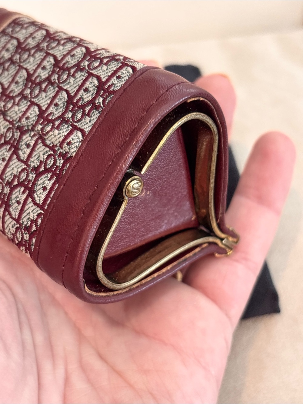 Christian Dior RARE Vintage 1970’s Oblique Monogram Kiss Lock Coin Poin Purse - Picture 9 of 16